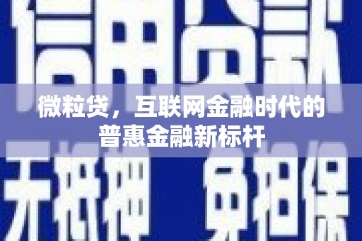 根河微粒贷，互联网金融时代的普惠金融新标杆