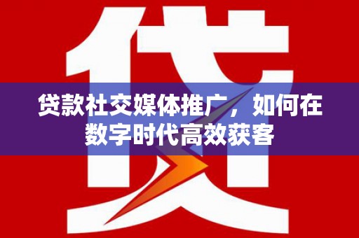 根河贷款社交媒体推广，如何在数字时代高效获客