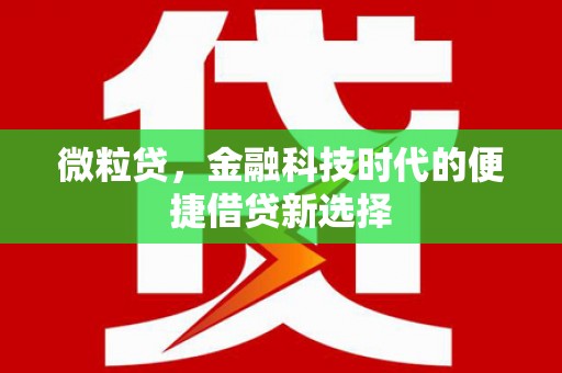 根河微粒贷，金融科技时代的便捷借贷新选择